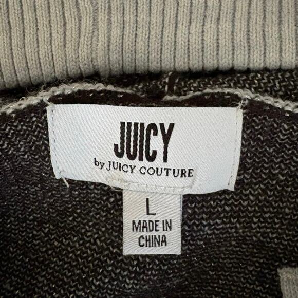 Juicy Couture Spell Out Hooded Sweater Women’s Sz L Black Gray Trim Street Wear - Picture 5 of 8